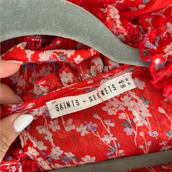 Saints & Secrets Red Floral Dress - Picture 4 of 4